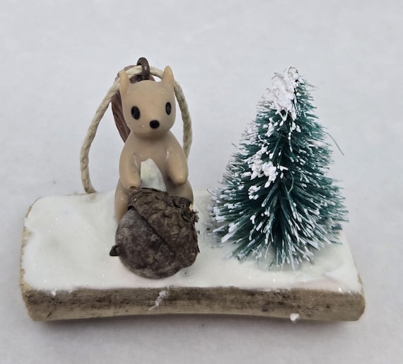 Miniature Squirrel and Acorn Ornament