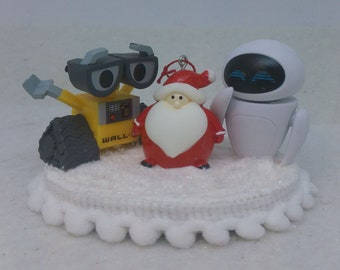 Wall E and Eve Meet Santa Christmas Ornament