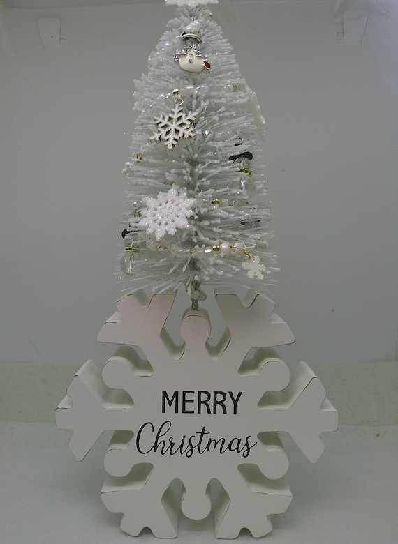 Snowflake and Snowman Tabletop Christmas Tree