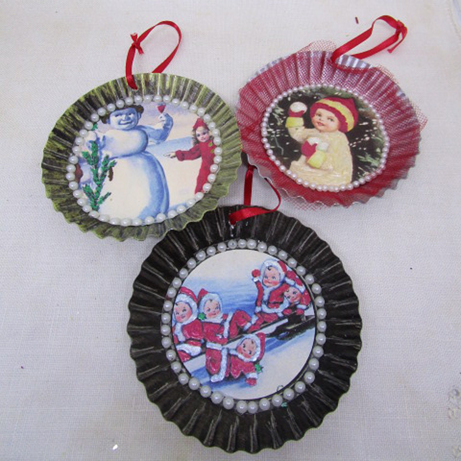 Tart Tin Ornaments; Trio of Tart Tins