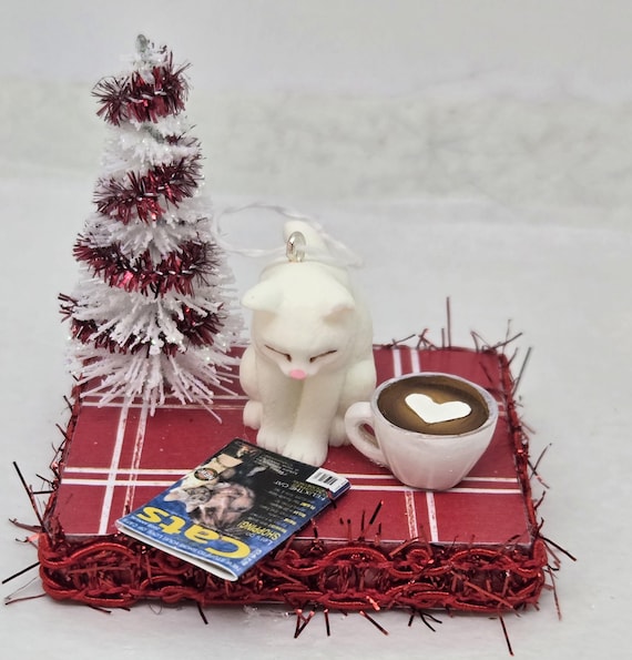 White Cat Christmas Ornament