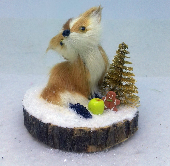 Fox and a Golden Tree Christmas Ornament
