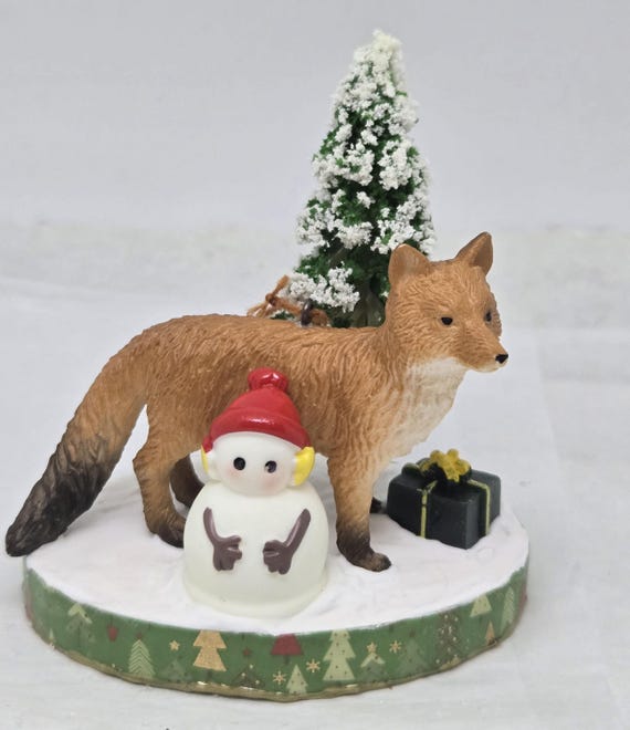 Red Fox and Snowman Christmas Ornament