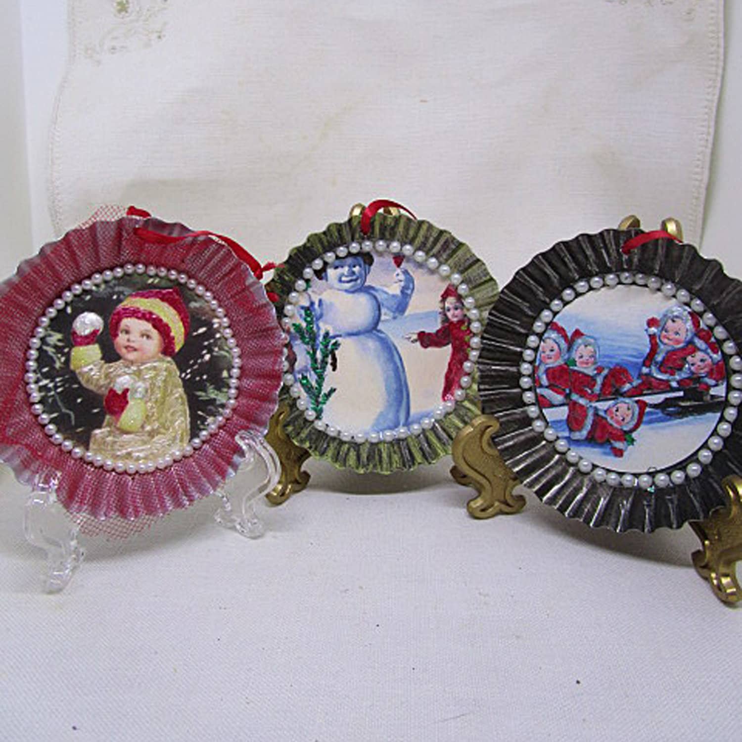 Tart Tin Ornaments; Trio of Tart Tins