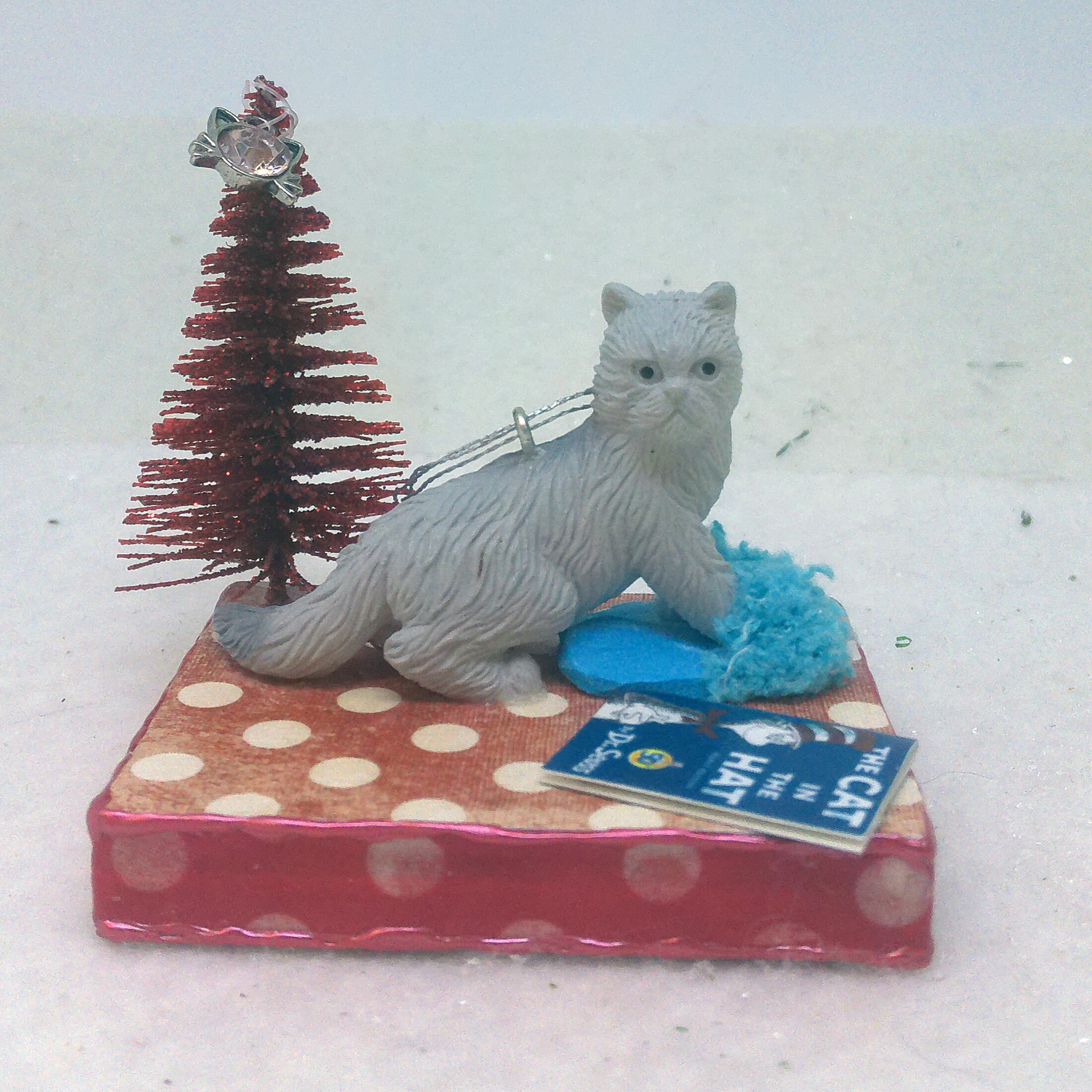 Grey Cat, Blue Fluffy Slippers