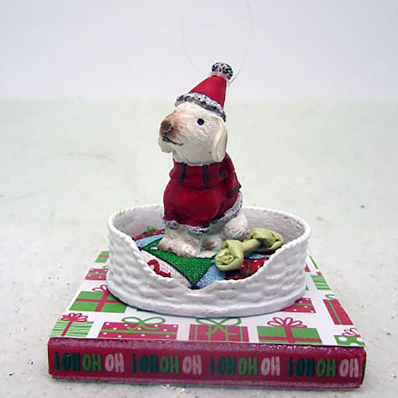 White Mixed Breed Dog Christmas Ornament