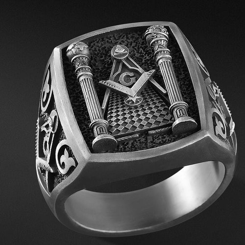 Masonic Sterling Silver Mens Ring/ Masonic Ring Gift Etsy