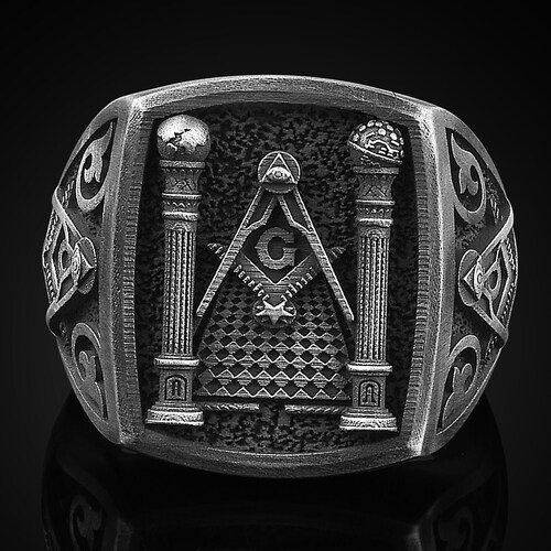 Custom Masonic Ring for Men's Silver Personalized Etsy