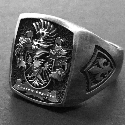 Silver Crest Ring Coat of Arms Ring Family Crest Etsy UK
