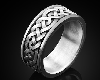 Celtic Band Rings For Man Silver Knot Band Ring Sterling Silver Mens Band Ring Unique Promise Ring Celtic Knot Band Ring Unique Gift For Him