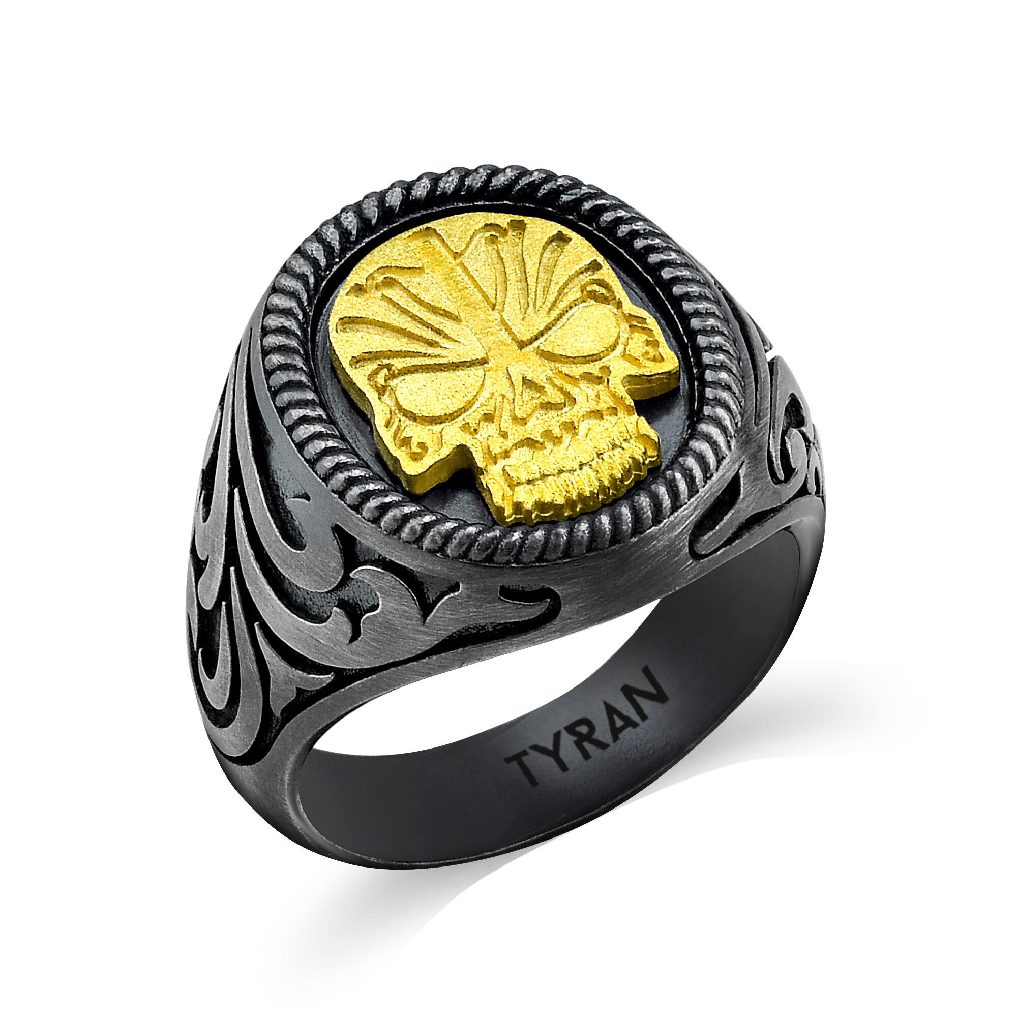 Skull Ring Men's Skull Ring Oxidized Silver Ring Etsy