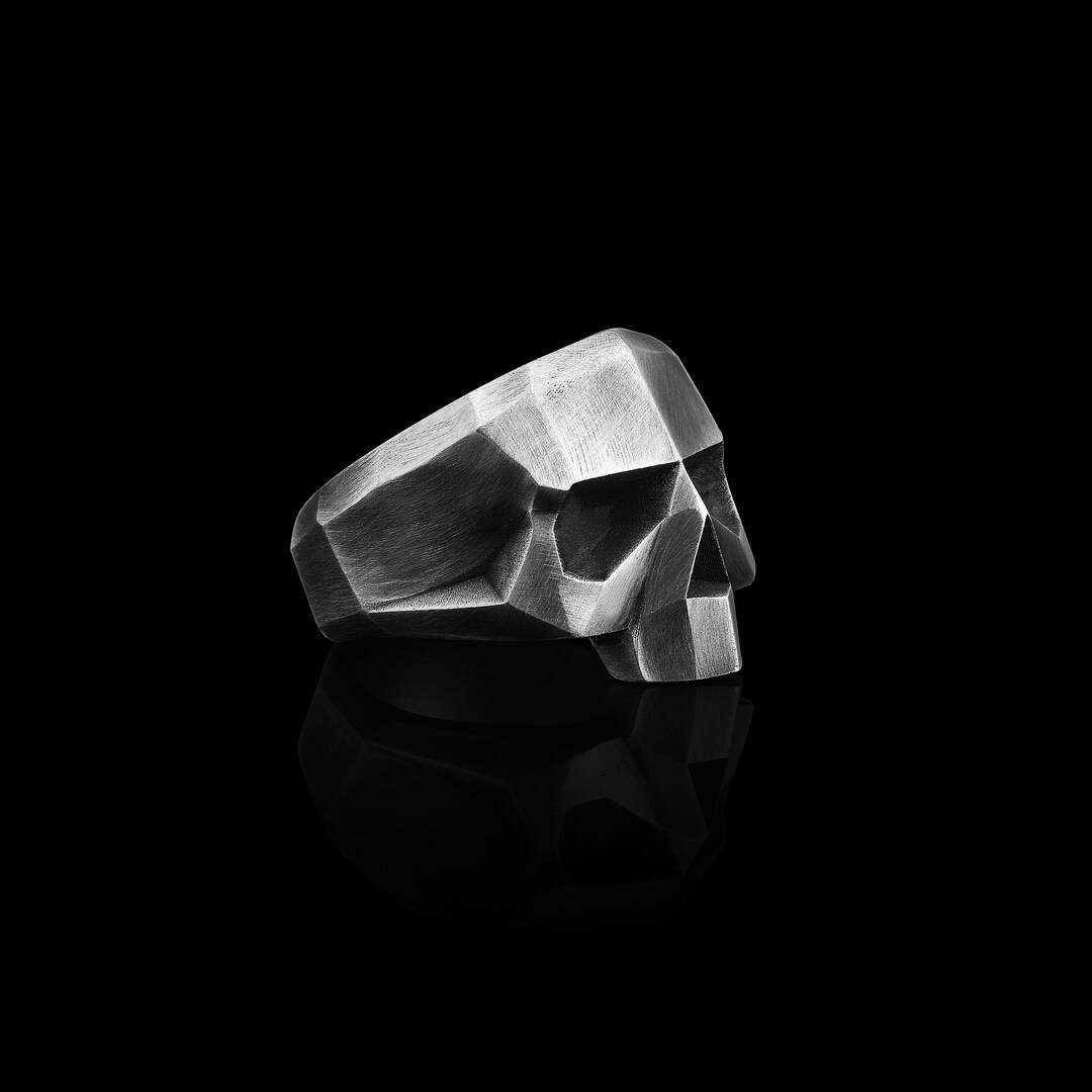 Mens Skull Ring Silver Skull Rings for Man Biker Etsy