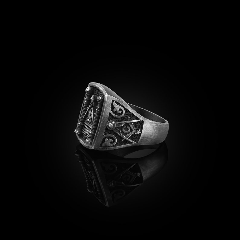Mens Masonic Ring Unique Signet Rings for Men Oxidized - Etsy