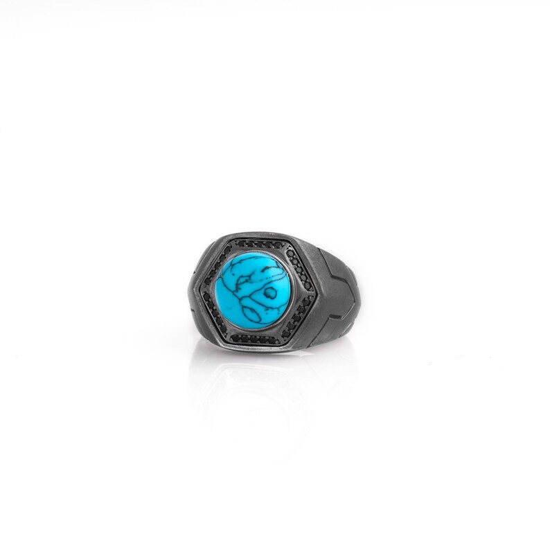 Mens Turquoise Ring Silver Rings for Men Unique Mens Etsy