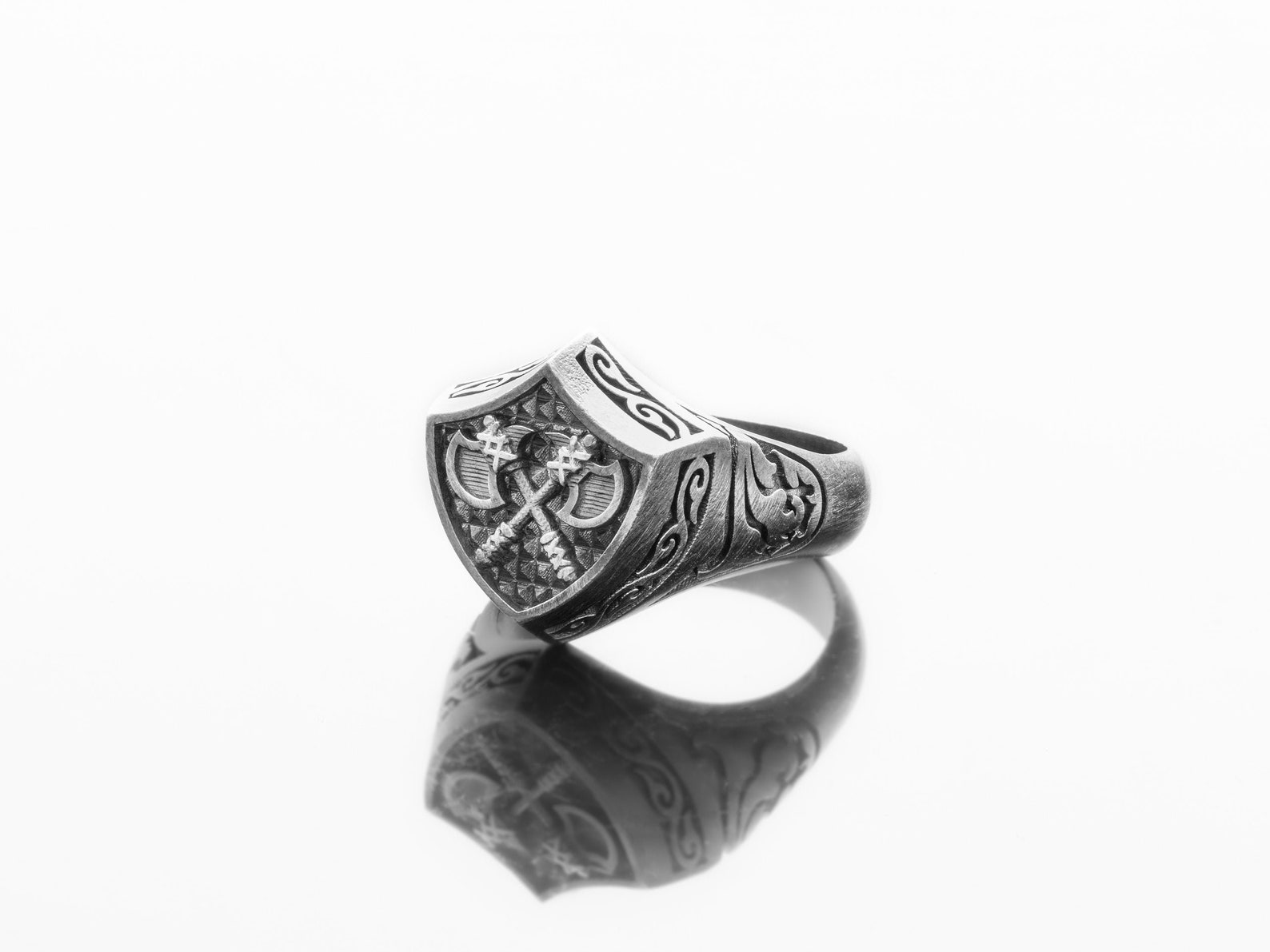 Mens Shield Ring Unique Rings for Men Silver Shield Ring - Etsy