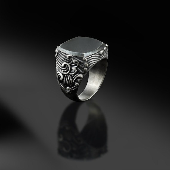 Solid 925 Sterling Silver Flower Design Ocean Wave Surf Oxidized Ring For Women//Girls