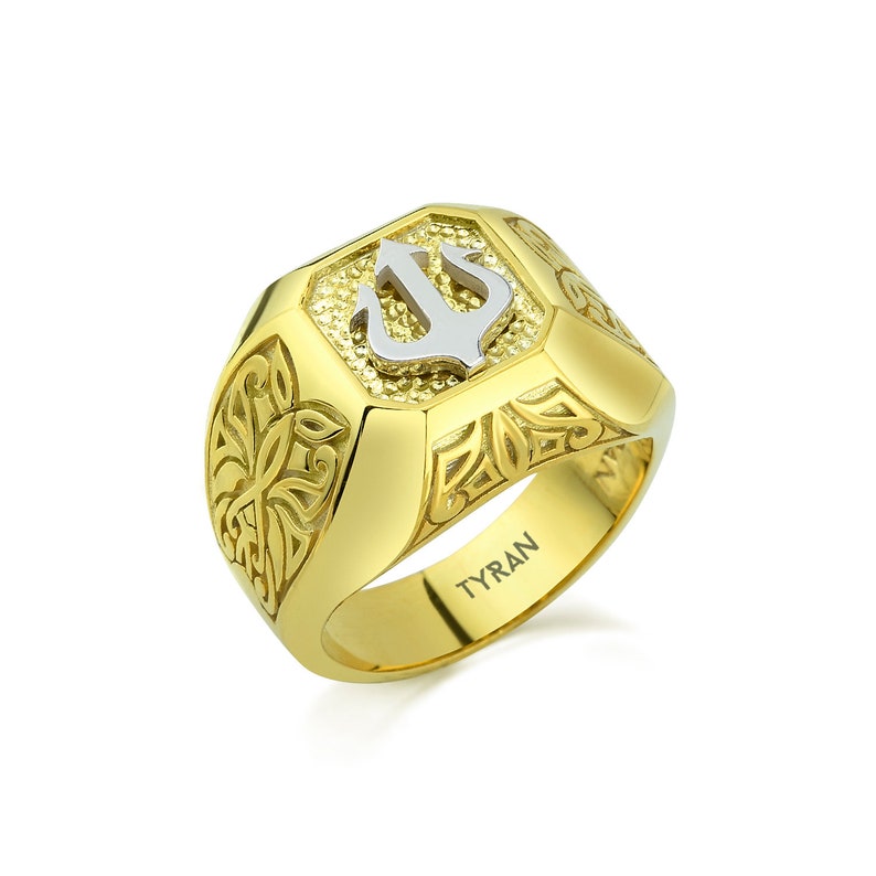 Buy Mens Signet Ring Silver Trident Ring Unique Celtic Rings for Online ...