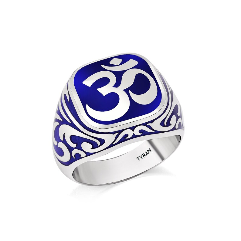 Mens Ring Om Aum Ring Enamel Ring Om Rings Etsy