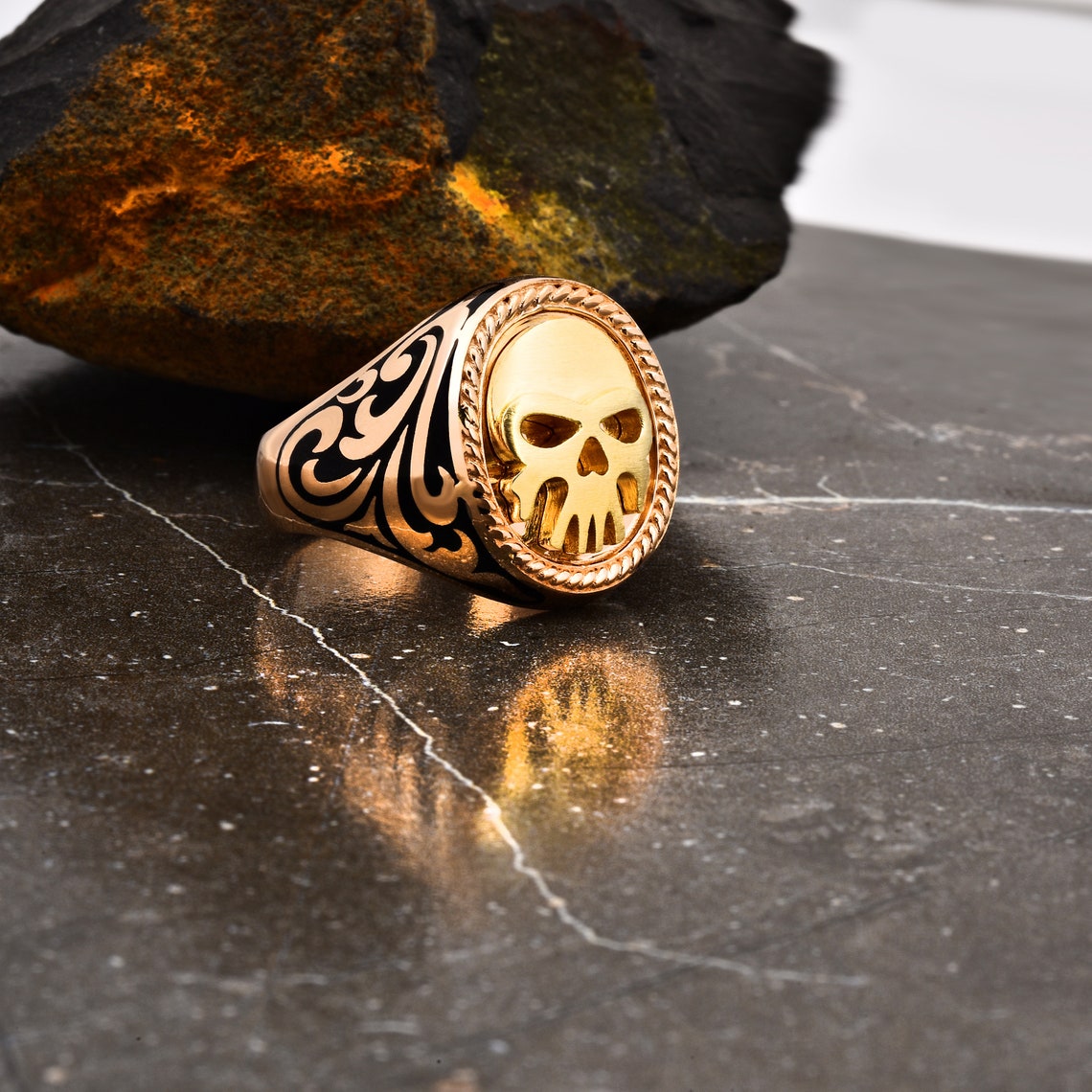 Skull Rings For Men Gold Skull Ring Mens Gothic Skull Ring Etsy