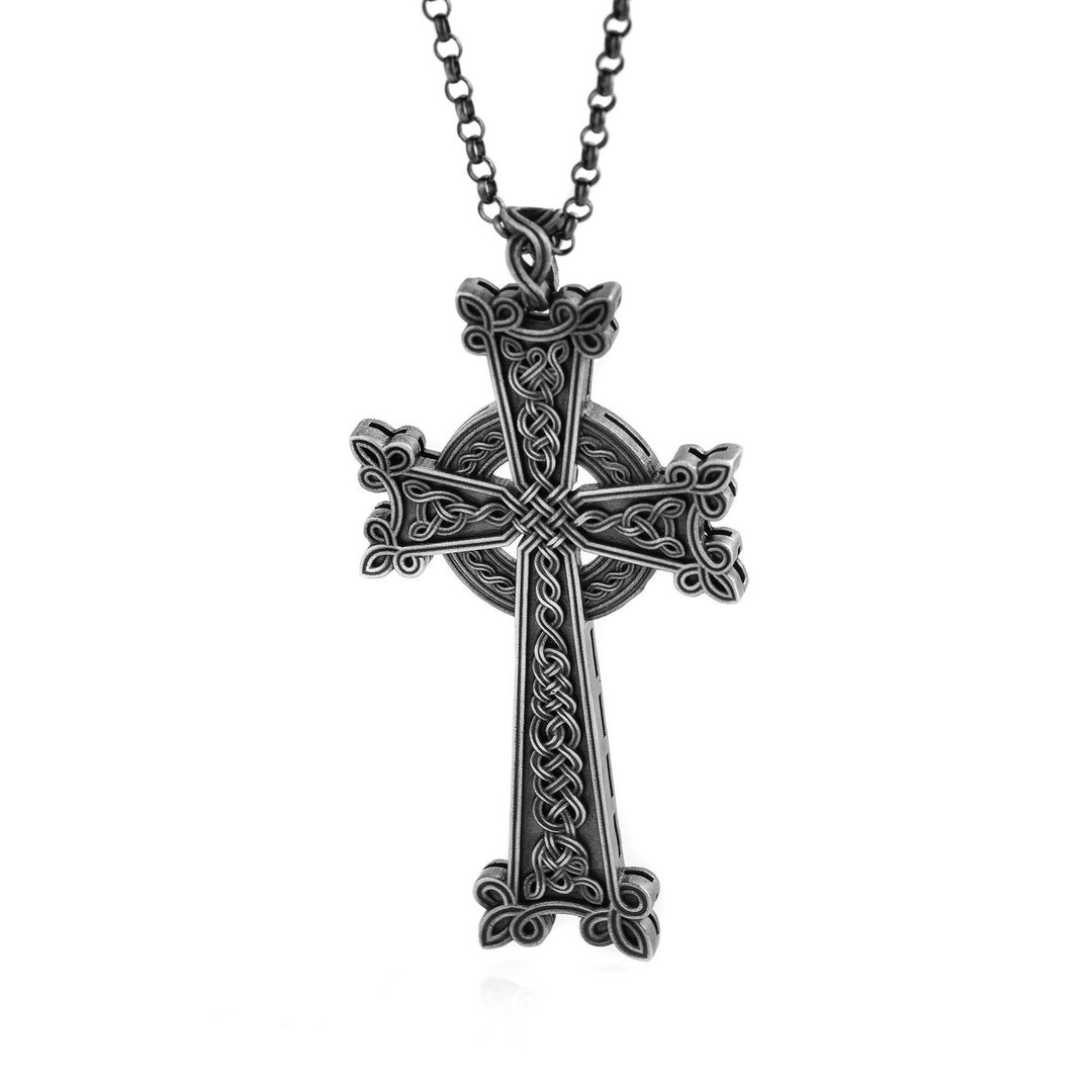 Mens Celtic Cross Necklace Silver Celtic Cross Pendant Cross - Etsy