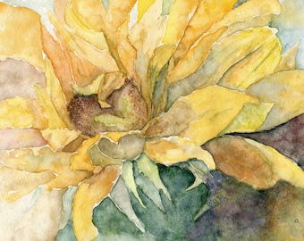 Sunflower Botanical Print – a Bright Yellow Flower Illustration for Calm, Nature-Inspired Spaces