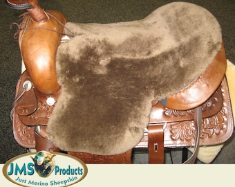 JMS Deluxe Western Sheepskin Saddle Seat Cushion for Trail & Endurance Riders. Genuine Australian Merino Sheepskin Made in USA