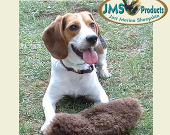 NATURAL Pet Toys: 2 Pieces Real SHEEPSKIN Wool & Leather Dog Training Aids by JMS Products