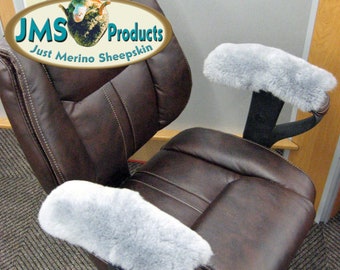 PAIR of 10-inch Long Authentic Australian Merino Sheepskin ARM REST Covers to Pad Office chairs or Wheel Chair Arms