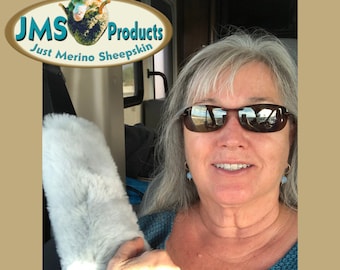 Truck & RV size Genuine Merino Sheepskin Wool Shoulder SEAT BELT Strap Pad Covers Cushions chest neck area. 15&quot; or 18&quot; long Plush Comfort.