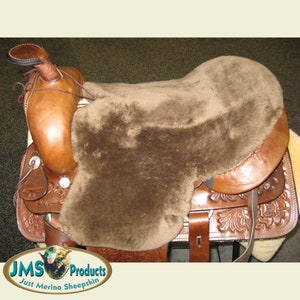 JMS Deluxe Western Sheepskin Saddle Seat Cushion for Trail & Endurance Riders. Genuine Australian Merino Sheepskin Made in USA