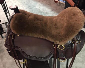 TUCKER size Western Saddle Seat Cushion Genuine Australian Merino Sheepskin Seat Saver for Trail & Endurance Riders made in USA by JMS