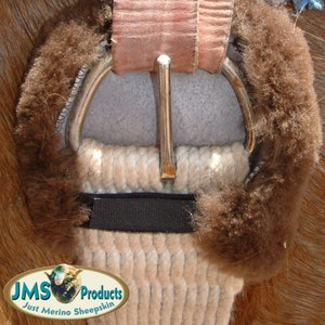 One PAIR Australian Merino Sheepskin CINCH Ring Buckle or Billet Pads provide Comfort for Horse Girths. (Note: NOT for classic equine rings)
