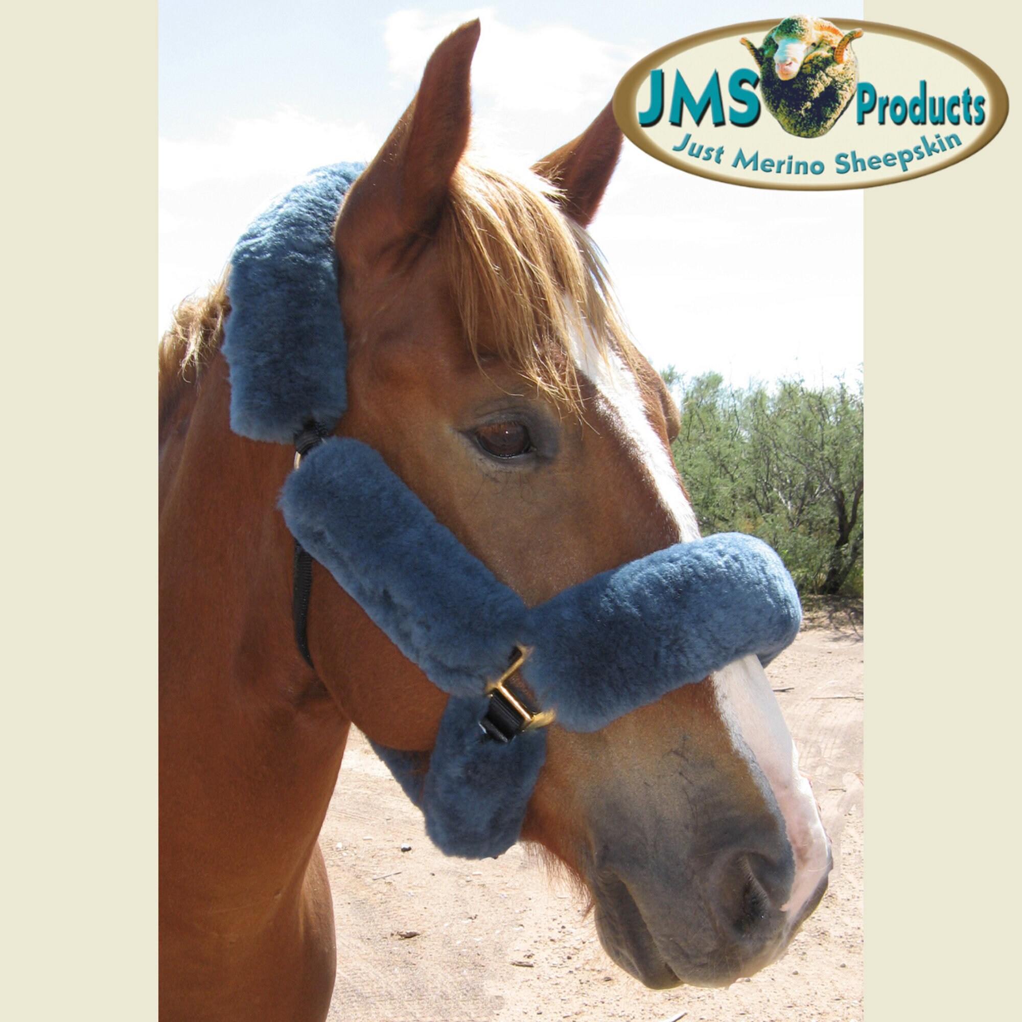 4-Piece Sheepskin Halter Liner Set For Horses – Soft, Washable Fleece For Protection & Comfort – Light Brown/Cream