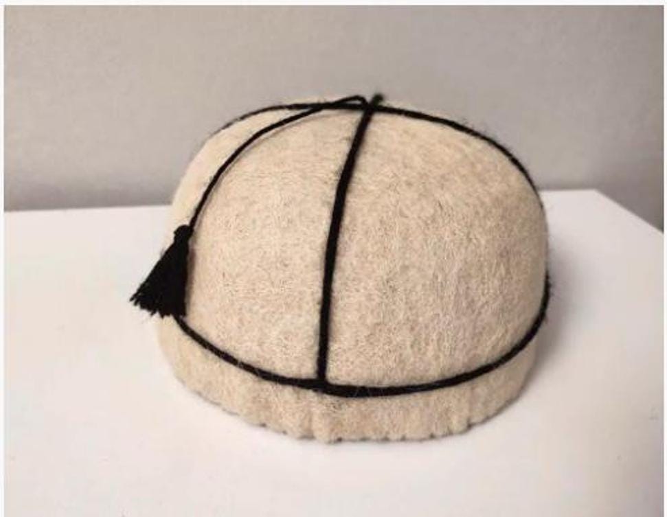 Traditional Svan Hat Georgia Svaneti Georgia Felt Cross Protect Wool Sheep Svan White  59-60 sm diam