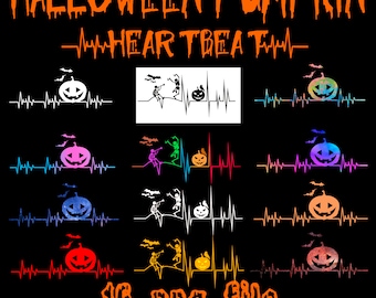 Halloween Pumpkin Heartbeat Png Sublimation Digital Download File