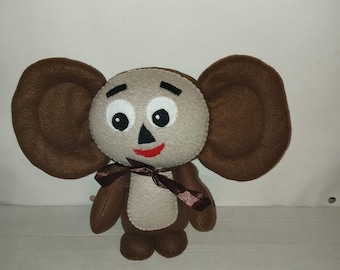 Handmade Cheburashka Plush Doll, Soviet Cartoon Hero, Children's Decor