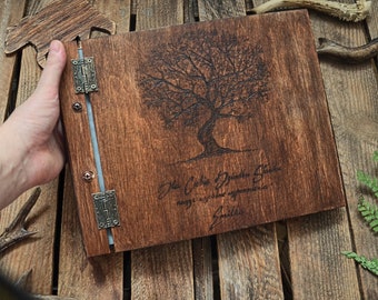 wooden photo album with tree, personalized photoalbum, personalized wooden album