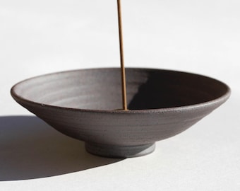 Purple Terracotta Ceramic Incense Bowl Holder. Zen. Artisan Made