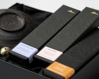 Natural Incense Gift Set : High Quality Sandalwood Incense Sticks & Stoneware Incense Holder