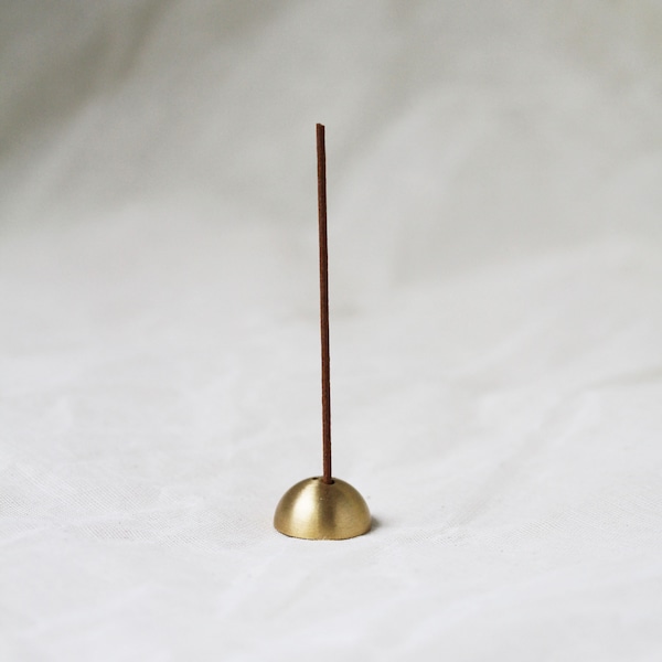 Gold Brass Dome Incense Stick Holder: 3 holes. Solid Brass (Comes in Gold, Black & Metallic)