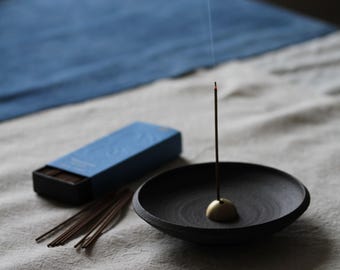 Smudging Dish | Black Stoneware Incense Dish | Artisan Made Incense Holder