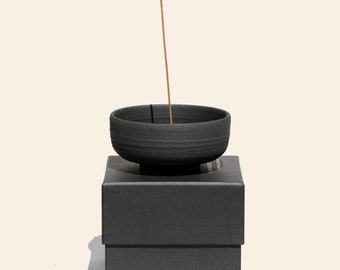 Raw Black Clay Incense Stick Burner Bowl