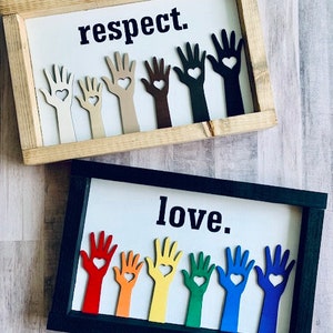 Acceptance Wood Wall Sign, Love, Rainbow, Pride, Human Rights, Together We Stand, Respect, Inspire, Unity, Be Kind