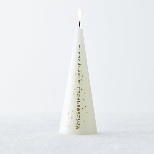 Traditional Advent Candle | Cream / gold numbers - Small candle - 15cm