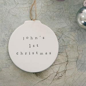 Personalised Ceramic Bauble White Ceramic Your Name Custom Minimal image 2