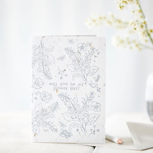 Seras-tu ma demoiselle d'honneur ? - Mariage - Carte de vœux plantable ensemencée - Floral - Fleurs sauvages - Bleu et Blanc