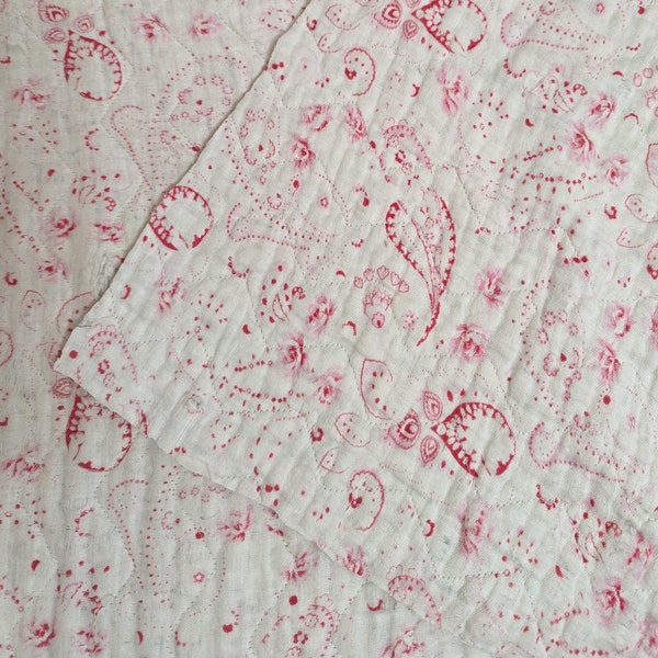 Pastel Pink Antique Patchwork Quilt Piece - Patchwork - Sewing - Craft - Project