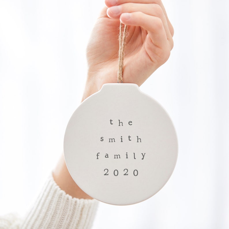 Personalised Ceramic Bauble White Ceramic Your Name Custom Minimal image 1