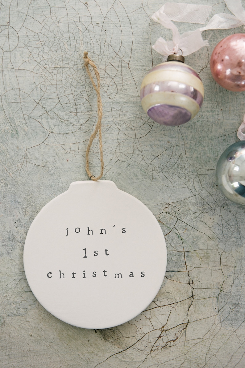 Personalised Ceramic Bauble White Ceramic Your Name Custom Minimal image 2