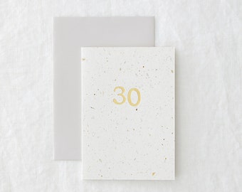 30th age foil birthday card - eco-friendly - 30 hand foiled luxury greetings card